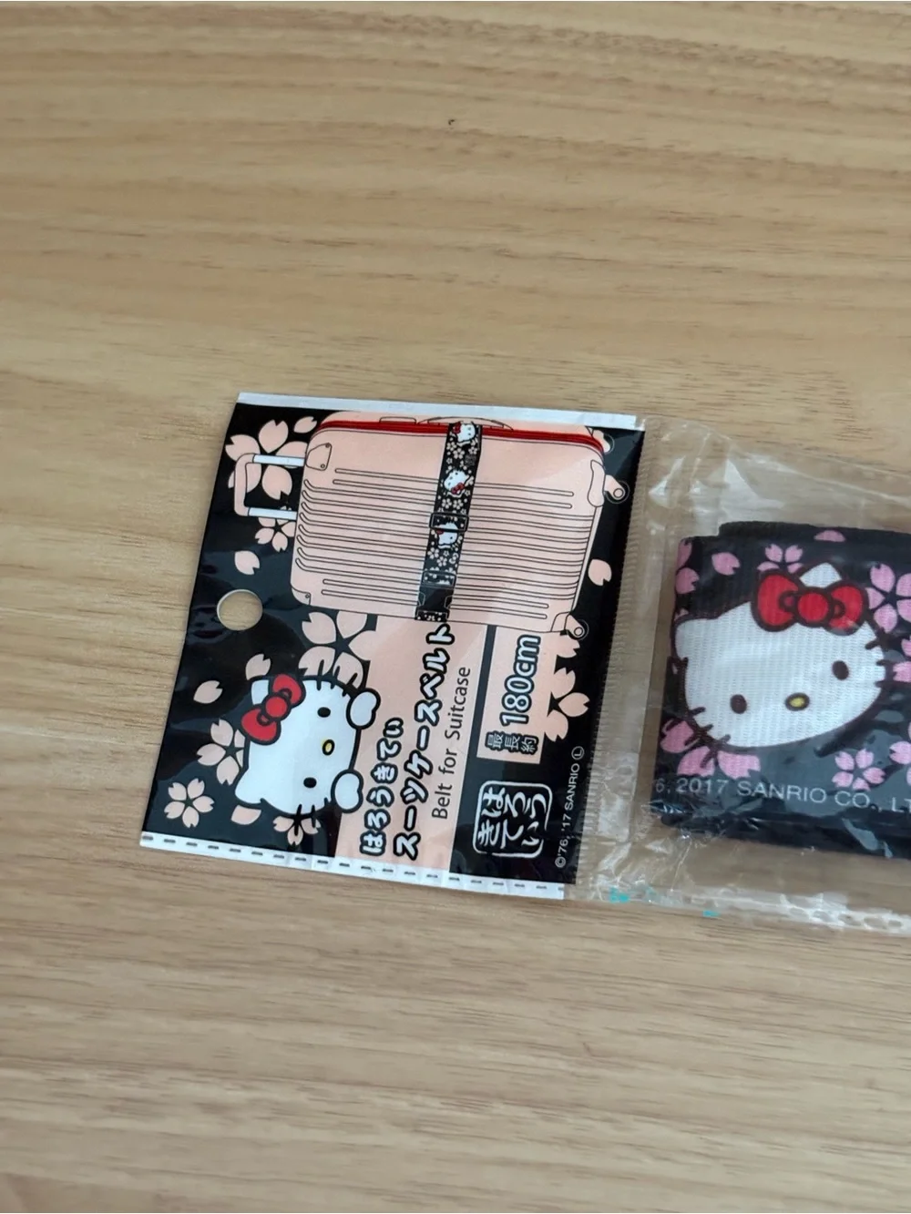 NEW HELLO KITTY Black Luggage Strap Pink Cherry Blossom Sanrio Japan - Picture 2 of 6